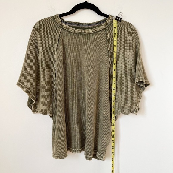 Anthropologie Pilcro Dolman Short Sleeve Waffle Knit Top Womens XS Green - Picture 8 of 12